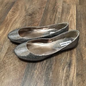 Steve Madden Size 9.5 M Silver P-Heaven Glitter Ballet Flats